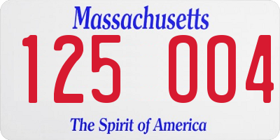 MA license plate 125OO4