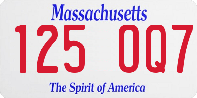 MA license plate 125OQ7