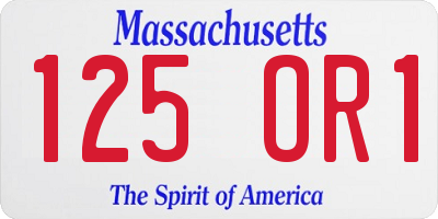 MA license plate 125OR1