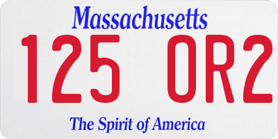 MA license plate 125OR2