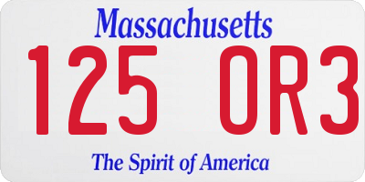 MA license plate 125OR3