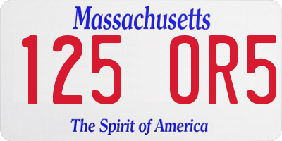 MA license plate 125OR5