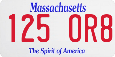 MA license plate 125OR8