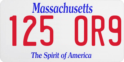 MA license plate 125OR9