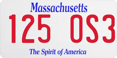 MA license plate 125OS3