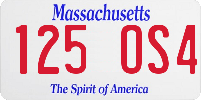 MA license plate 125OS4