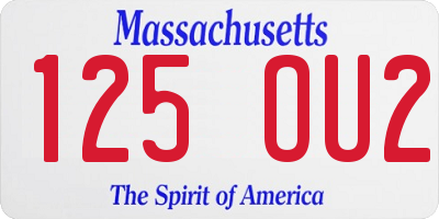 MA license plate 125OU2