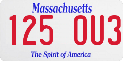 MA license plate 125OU3