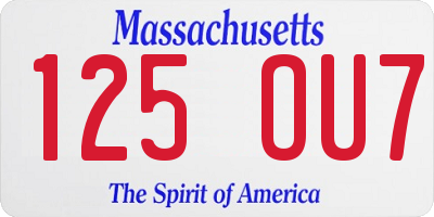 MA license plate 125OU7