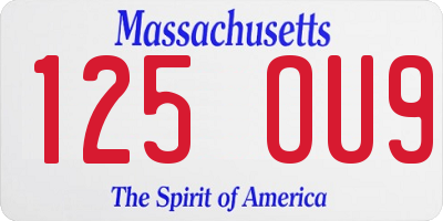 MA license plate 125OU9