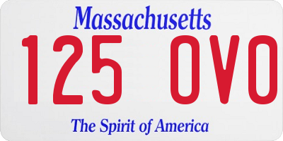 MA license plate 125OV0