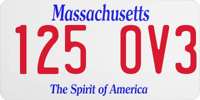 MA license plate 125OV3
