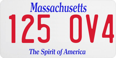 MA license plate 125OV4