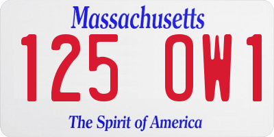 MA license plate 125OW1