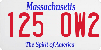 MA license plate 125OW2
