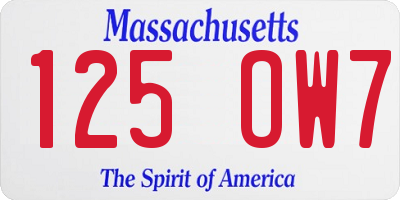 MA license plate 125OW7