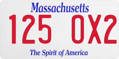 MA license plate 125OX2