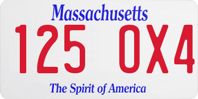MA license plate 125OX4