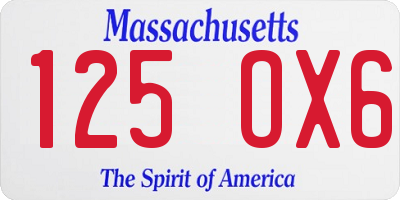 MA license plate 125OX6