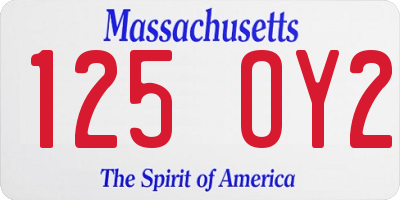 MA license plate 125OY2