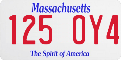 MA license plate 125OY4