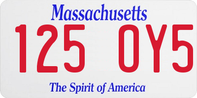 MA license plate 125OY5