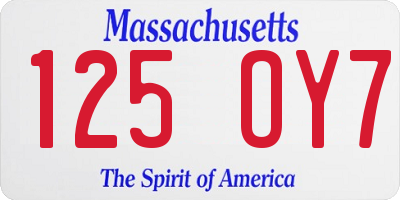 MA license plate 125OY7