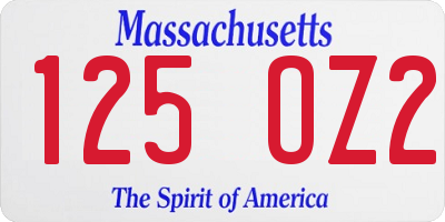 MA license plate 125OZ2