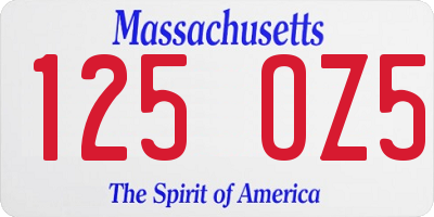 MA license plate 125OZ5