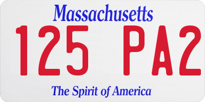 MA license plate 125PA2