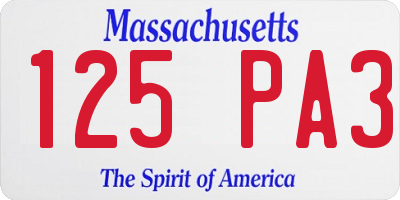 MA license plate 125PA3