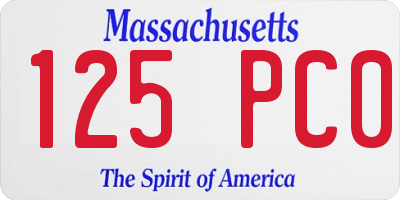 MA license plate 125PC0