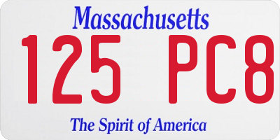 MA license plate 125PC8