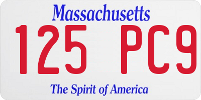 MA license plate 125PC9