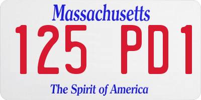 MA license plate 125PD1