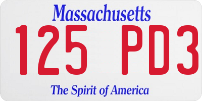 MA license plate 125PD3