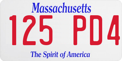 MA license plate 125PD4
