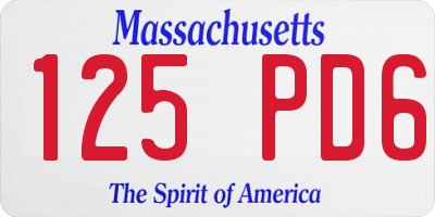 MA license plate 125PD6