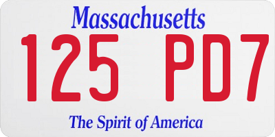 MA license plate 125PD7