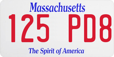 MA license plate 125PD8
