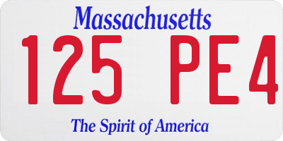 MA license plate 125PE4