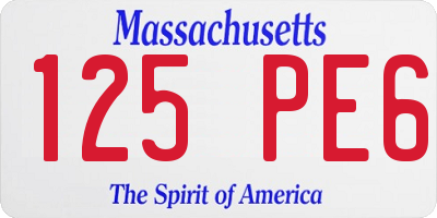 MA license plate 125PE6