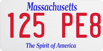MA license plate 125PE8