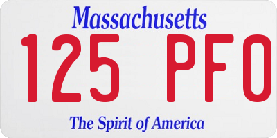 MA license plate 125PF0