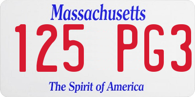 MA license plate 125PG3