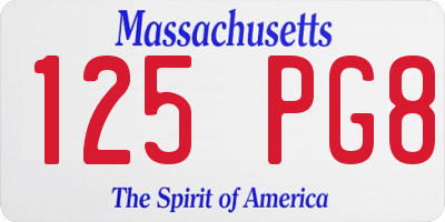 MA license plate 125PG8