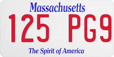 MA license plate 125PG9