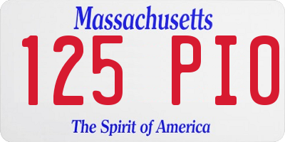 MA license plate 125PI0