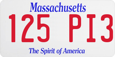 MA license plate 125PI3