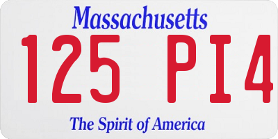 MA license plate 125PI4